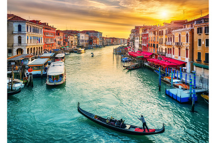 Rialto bridge in venice containing venice, gondola, and grand canal, an Architecture Photo by sborisov
