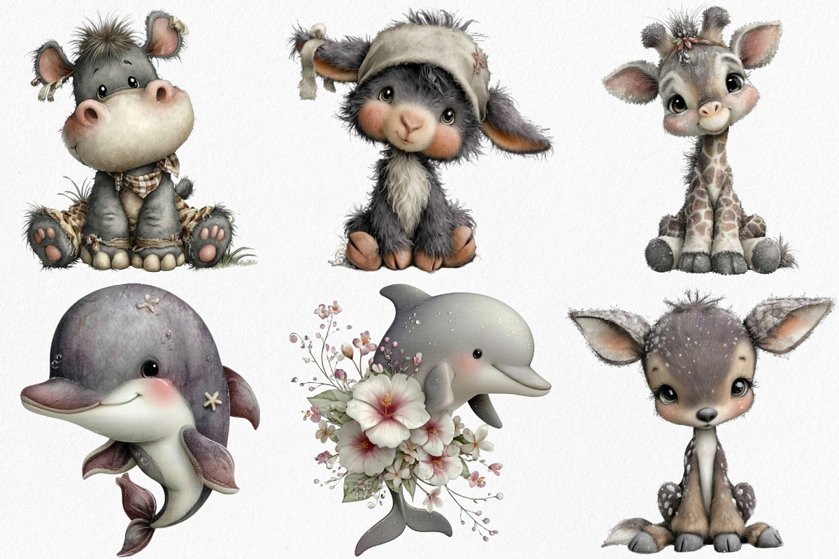 Watercolor Baby Animal PNG Clipart, an Illustration by Canvas Craft (Photo 2 of 8)