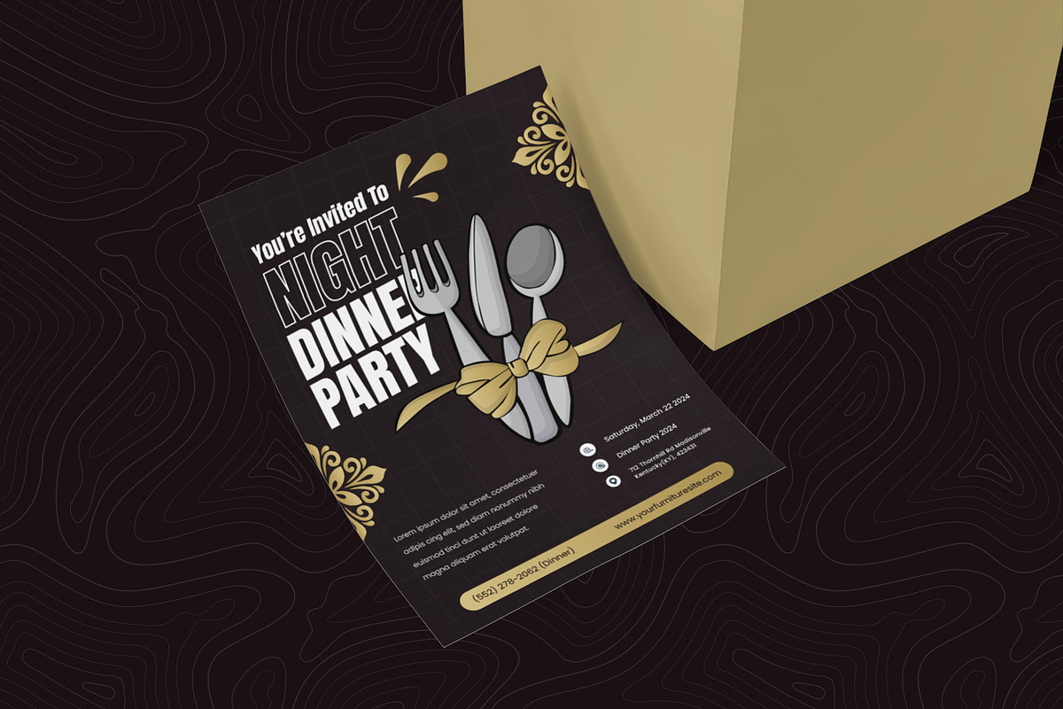 Goldio Dinner Party Invitation, an Invitation Template by Esensifiksi.studio (Photo 2 of 2)