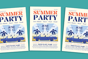Summer Party Flyer, a Flyer Template by Gumico Studio.