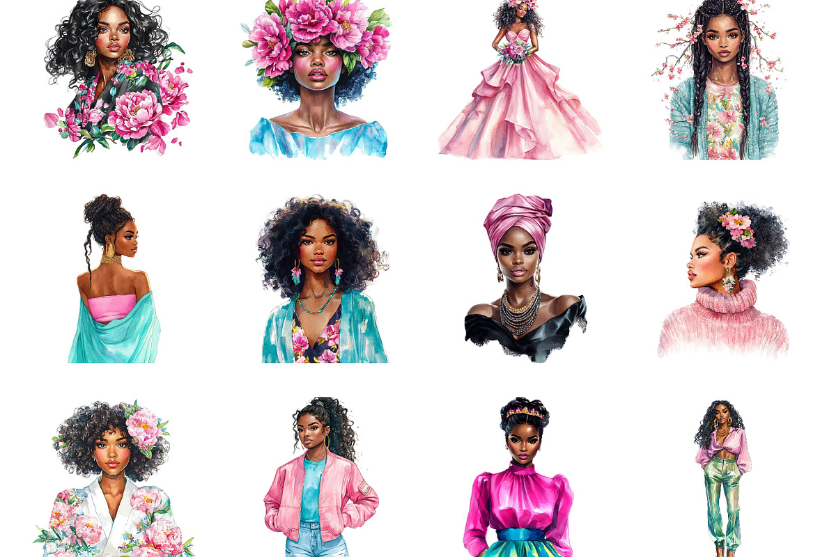 Black Girl Watercolor Sublimation, a Seasonal Illustration by Designking (Photo 2 of 5)