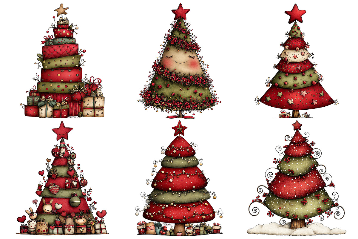 Whimsical Christmas Tree Clipart, an Illustration by Pixels.Craft (Photo 5 of 6)
