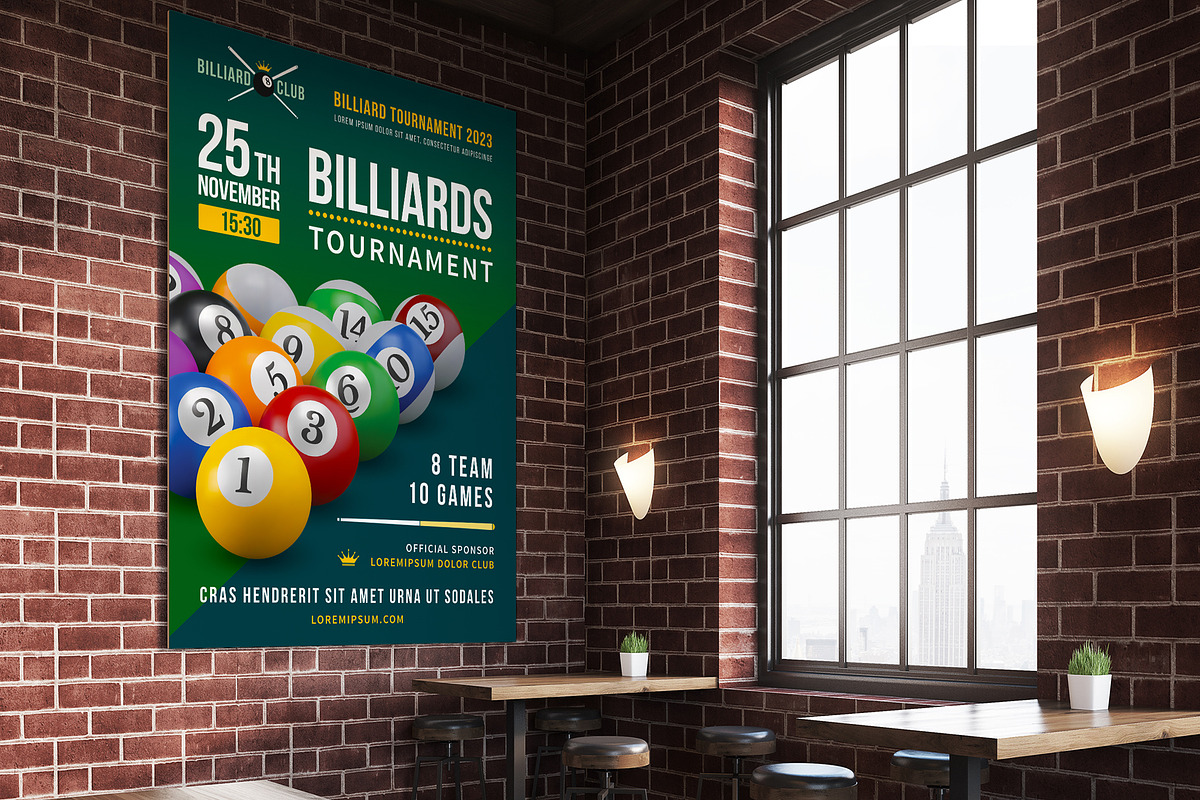 Billiards Tournament Poster, a Poster Template by Vector beauty (Photo 3 of 3)