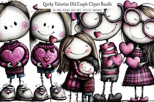 Quirky Valentine Old Couple Clipart, an Illustration by SinaCreation