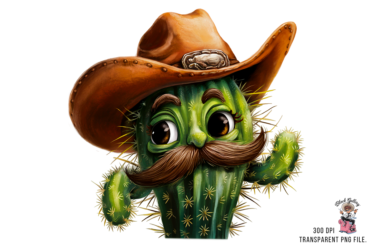 Cactus with Cowboy Hat PNG Bundle, a Graphic by Clipart Bloom (Photo 7 of 15)