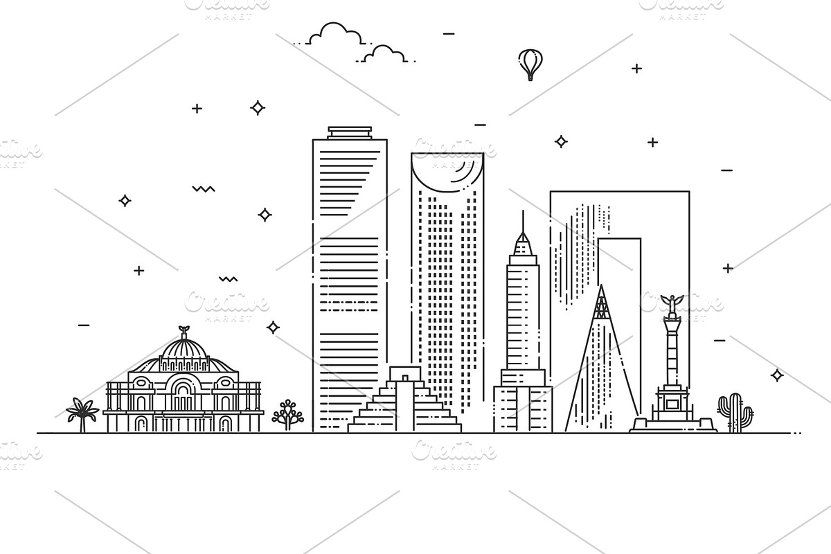 Mexico City Vector Skyline, an Outline Icon by Tettygreen (Photo 2 of 2)