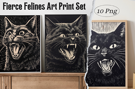 Fierce Felines Art Print Set
