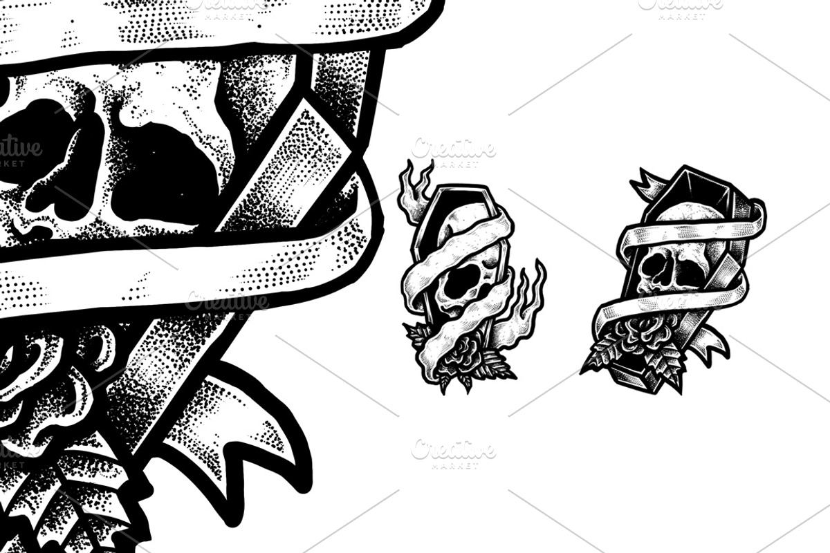 Coffin Skull – 4 T-Shirt Designs, an Illustration by Design by sebrodbrick (Photo 2 of 4)
