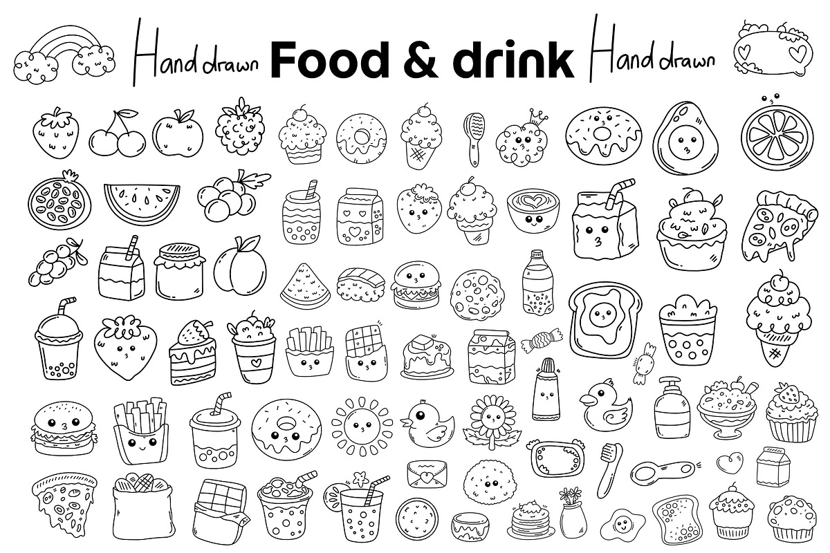 hand drawn food and drink icon set, an Outline Icon by foxndeer (Photo 1 of 4)