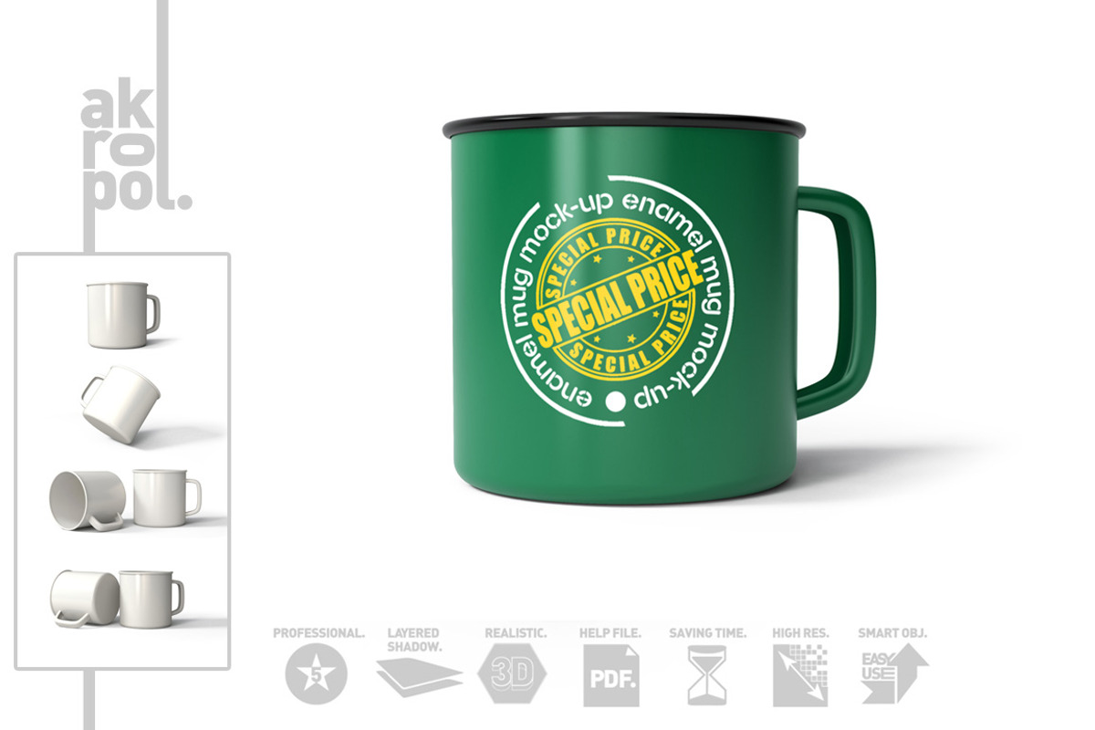 Enamel Mug Mock Up, a Cups & Container Mockup by akropol (Photo 6 of 8)