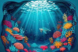 Papercut Coral Reef Illustration, a Decorative Illustration by Virgo Studio