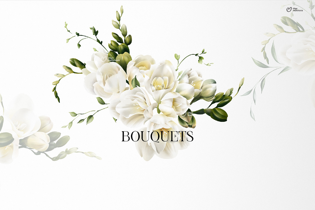 White flowers, Freesia, an Object Illustration by ollalya (Photo 6 of 10)