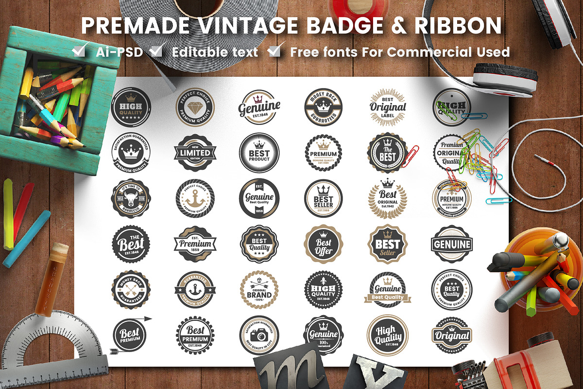568 Vintage Objects and Badges, a Branding & Logo Template by Toonsteb (Photo 17 of 24)