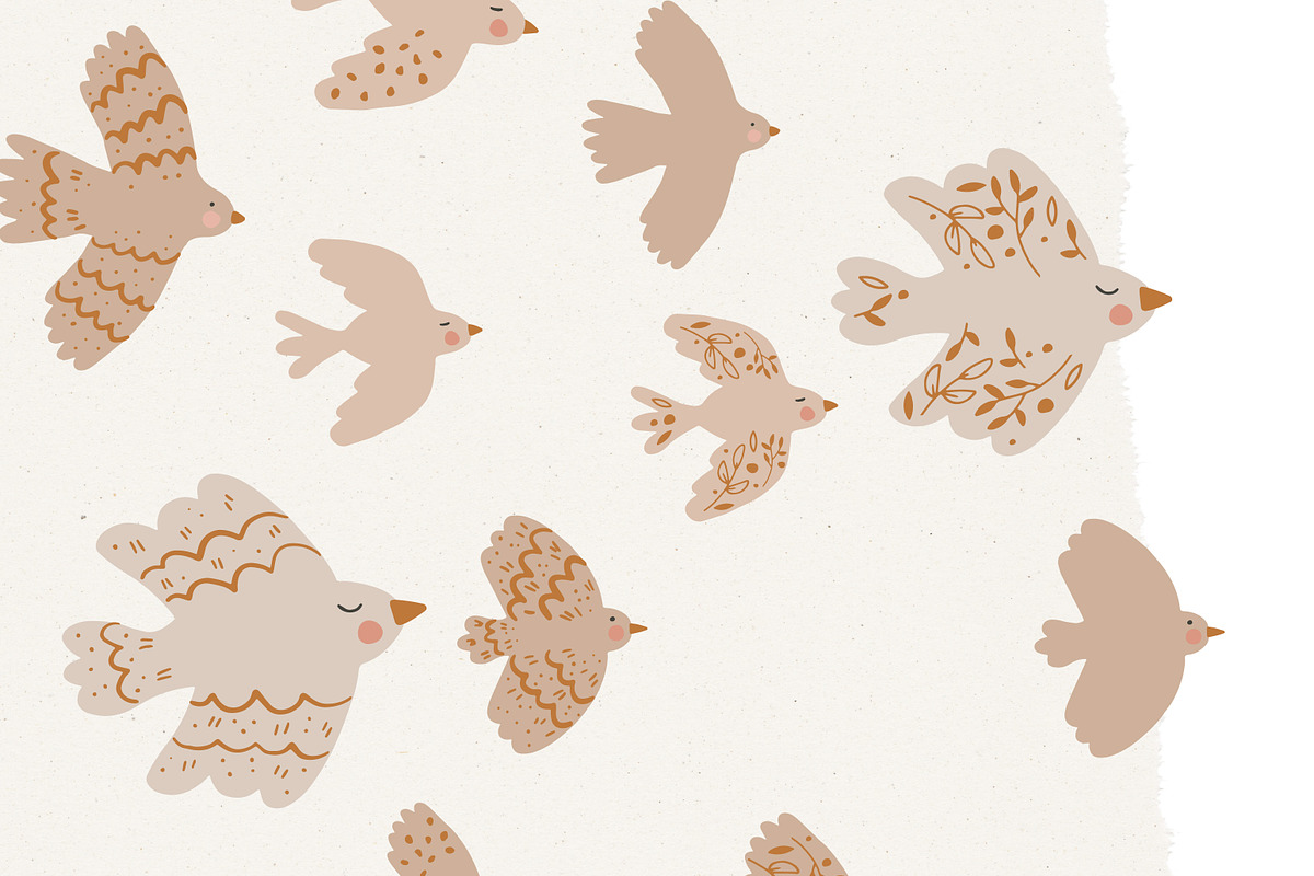 BIRDS BOHO BEIGE / vector & png, an Illustration by KruthDesign (Photo 7 of 7)