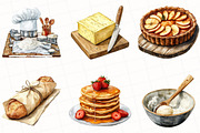 Watercolor Vintage Baking Clipart, an Illustration by OK Design (Thumbnail 5 of 5)