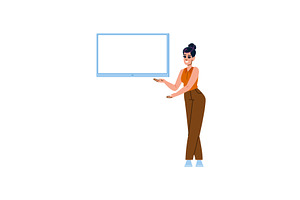 Businesswoman showing big blank, a Person Illustration by pikepicture