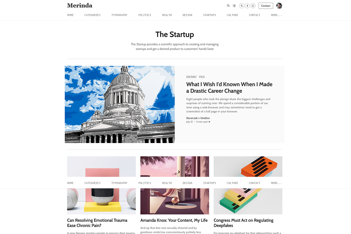 Merinda HTML Personal Blog Template, a HTML Template by AliThemes (Photo 3 of 3)