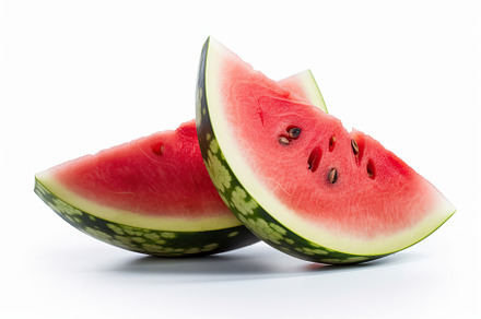 Sliced watermelon on white background. Generative AI, a Food & Drink Photo by AlyaAnd