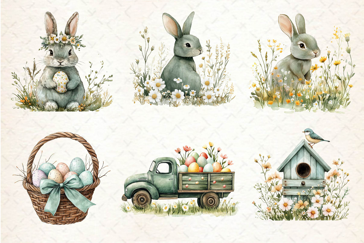 Sage Green Easter Clipart, an Illustration by Dream Creation (Photo 6 of 6)