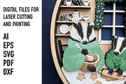 Badger Baking Layered Laser Cut File, an Object Graphic by HelloWood (Thumbnail 3 of 4)