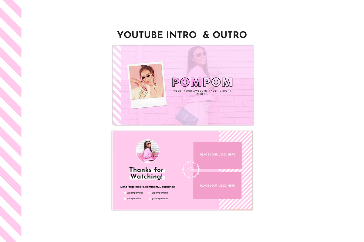 YouTube Branding Kit Pink Canva Set, a Social Media Template by ltsdesigns (Photo 4 of 6)