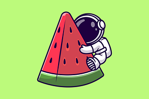 Cute Astronaut Hug Watermelon