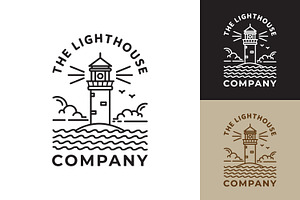 Minimalist lighthouse line art logo, a Branding & Logo Template by Saba Vector