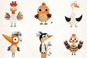 Quirky Birds Hand-Drawn Clipart, an Illustration by DreamCafeArt (Thumbnail 6 of 8)
