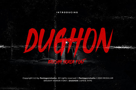 Dughon | Halloween Brush Font, a Handwritten Font by Pentagonistudio