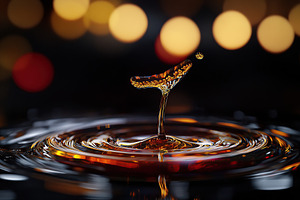 Pouring motor oil drop on black background, an Abstract Photo by AlyaAnd