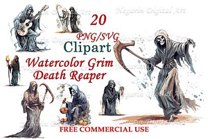 Watercolor Grim Death Reaper, an Object Graphic by Negarin Digital Art