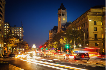 Pennsylvania Avenue at night, an Architecture Photo by sborisov