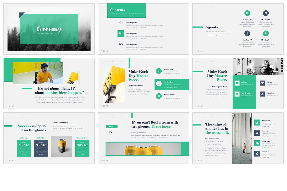 Greeney PowerPoint Template, a Presentation Template by graphix_shiv