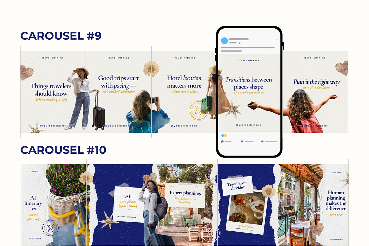 Scrapbook Travel Seamless Carousels, a Social Media Template by Anna Design Studio (Photo 8 of 11)