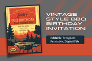 Vintage BBQ Birthday Invitation, an Invitation Template by Sunny Jar Designs (Thumbnail 1 of 3)