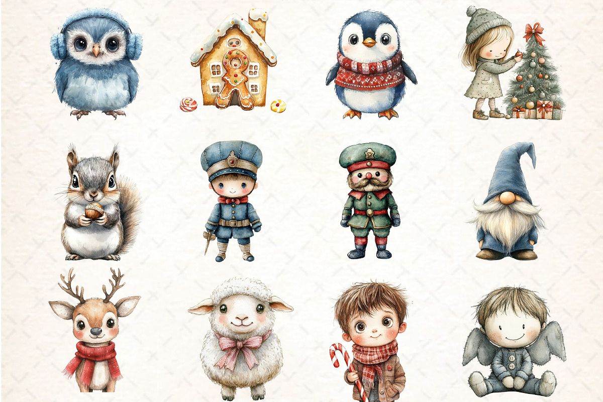 Whimsical Christmas Clipart, an Illustration by DreamCafeArt (Photo 3 of 4)