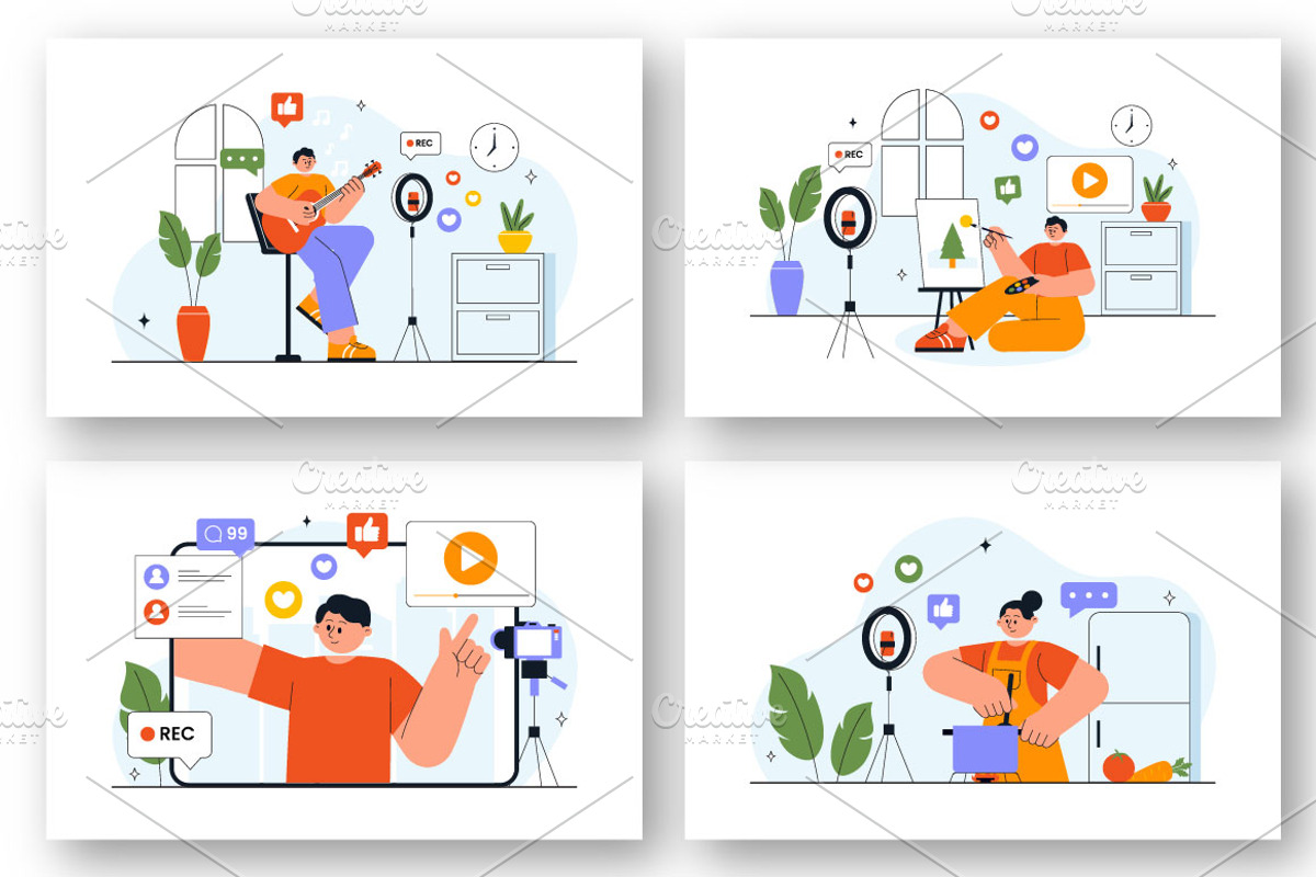 14 Influencer Daily Vlog, a Person Illustration by denayunebgt (Photo 2 of 5)