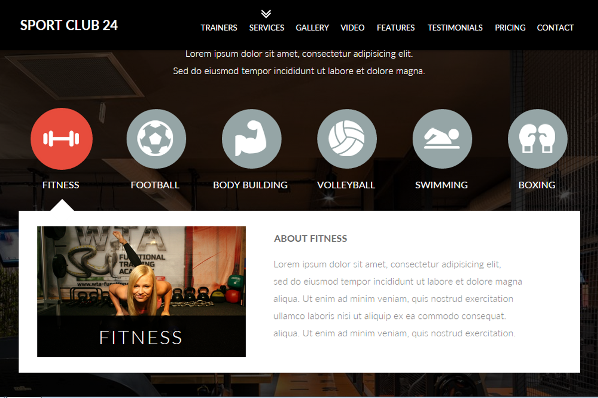 Sport Club 24 - Sport Muse Template, a Landing Page Template by Vladimir Chernyshov (Photo 4 of 5)