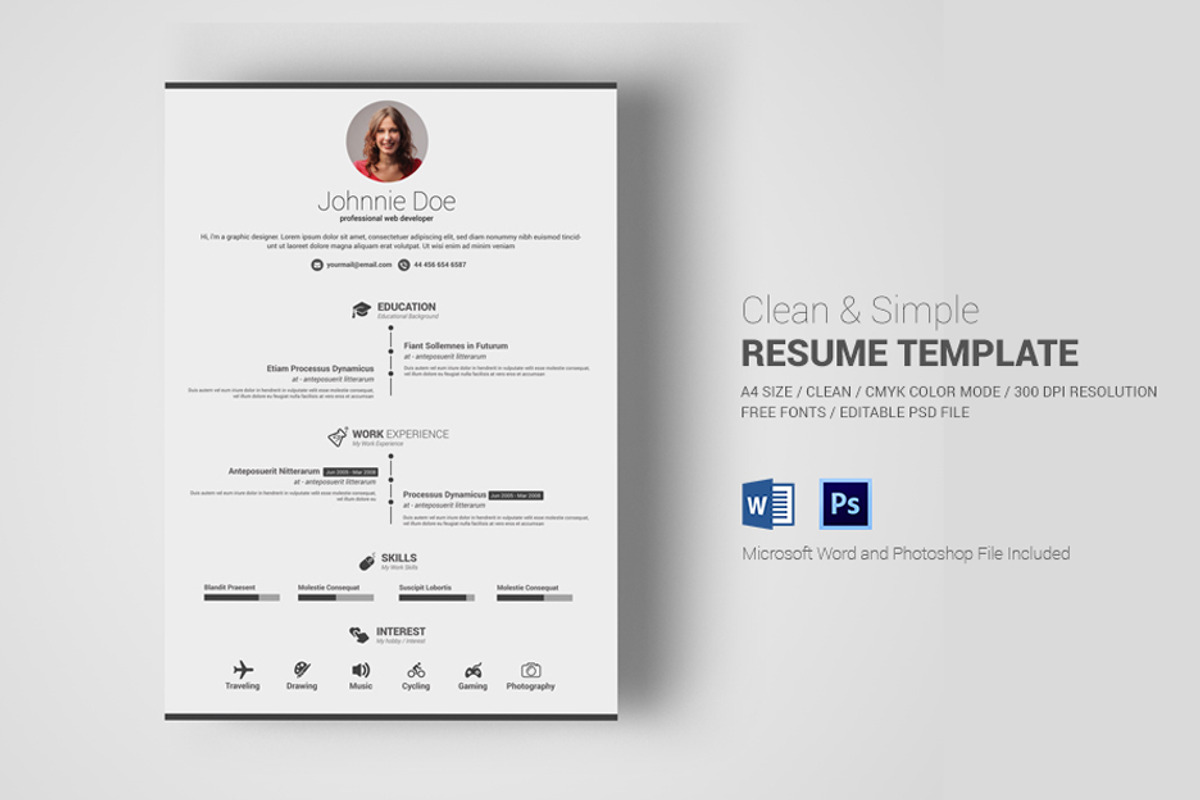 Simple & Clean Resume With MS Word, a Resume Template by Creative Shop (Photo 1 of 3)