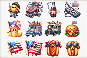 Kawaii Retro 4th of July Clipart, an Illustration by Sublimation Artist (Thumbnail 3 of 6)