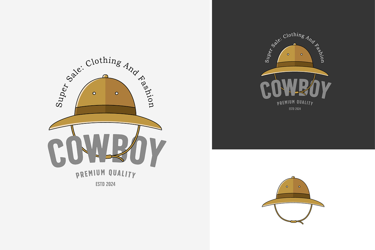cowboy hat logo vector design vector, a Branding & Logo Template by Pyruos ID