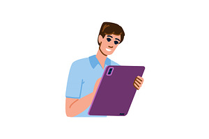 Smiling young man using digital, a Technology Illustration by pikepicture