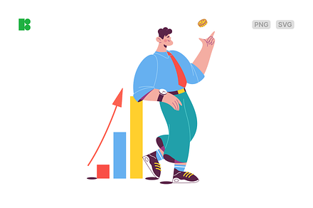 Man leaning on a growth chart