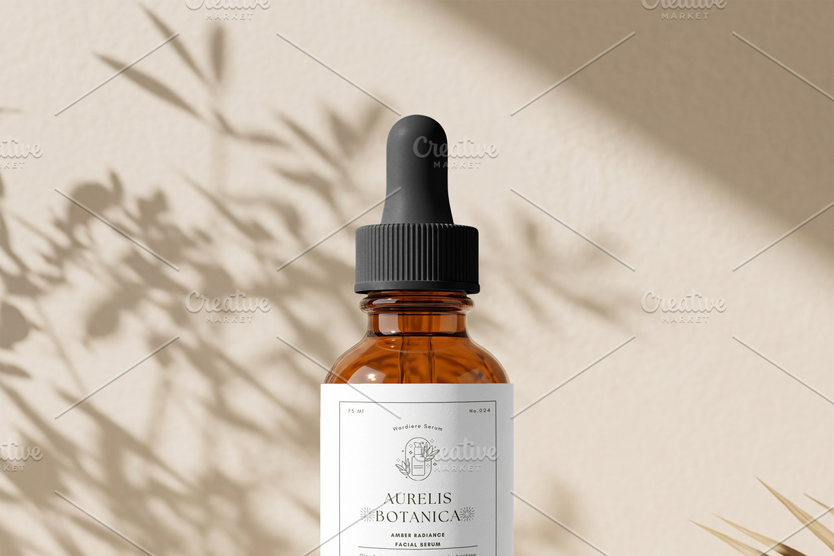 Amber Glass Dropper Bottle Mockup, a Packaging Mockup by Pixel Foundry (Photo 2 of 6)