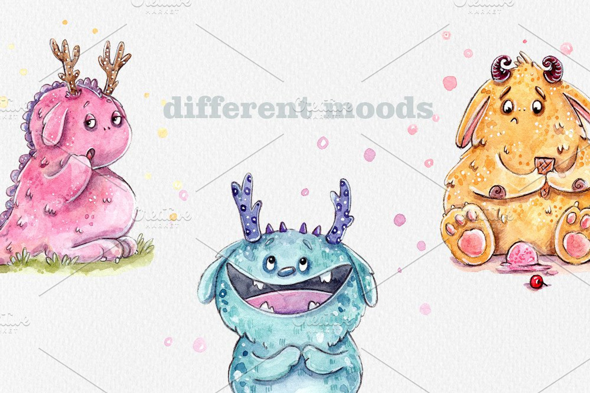 Emotional Monsters - 9 characters, an Illustration by Kristina Crocus (Photo 2 of 4)