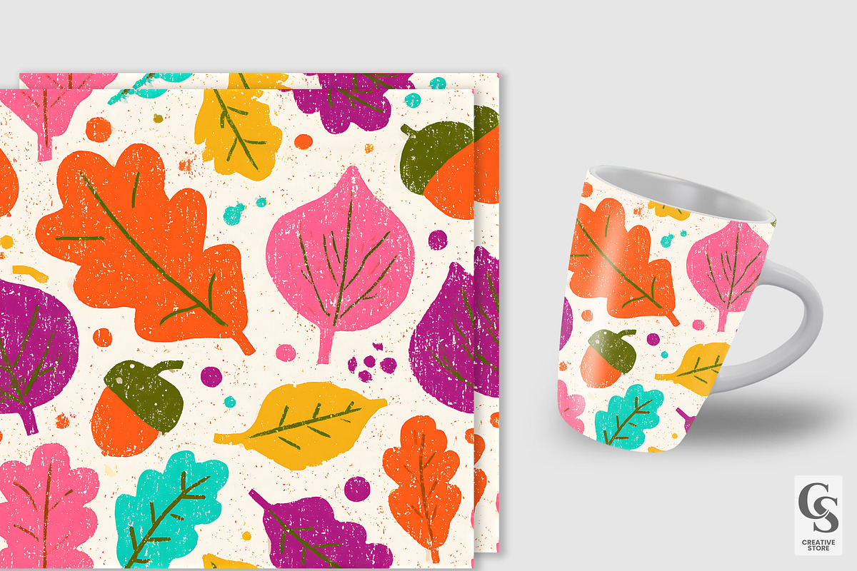 Vivid Grunge Autumn Seamless Pattern, a Pattern Graphic by Creative Store (Photo 3 of 5)