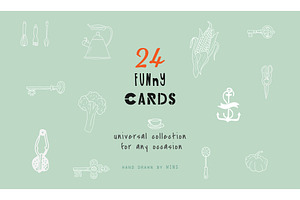 Set of funny cards, a Card Template by WINS Doodle shop
