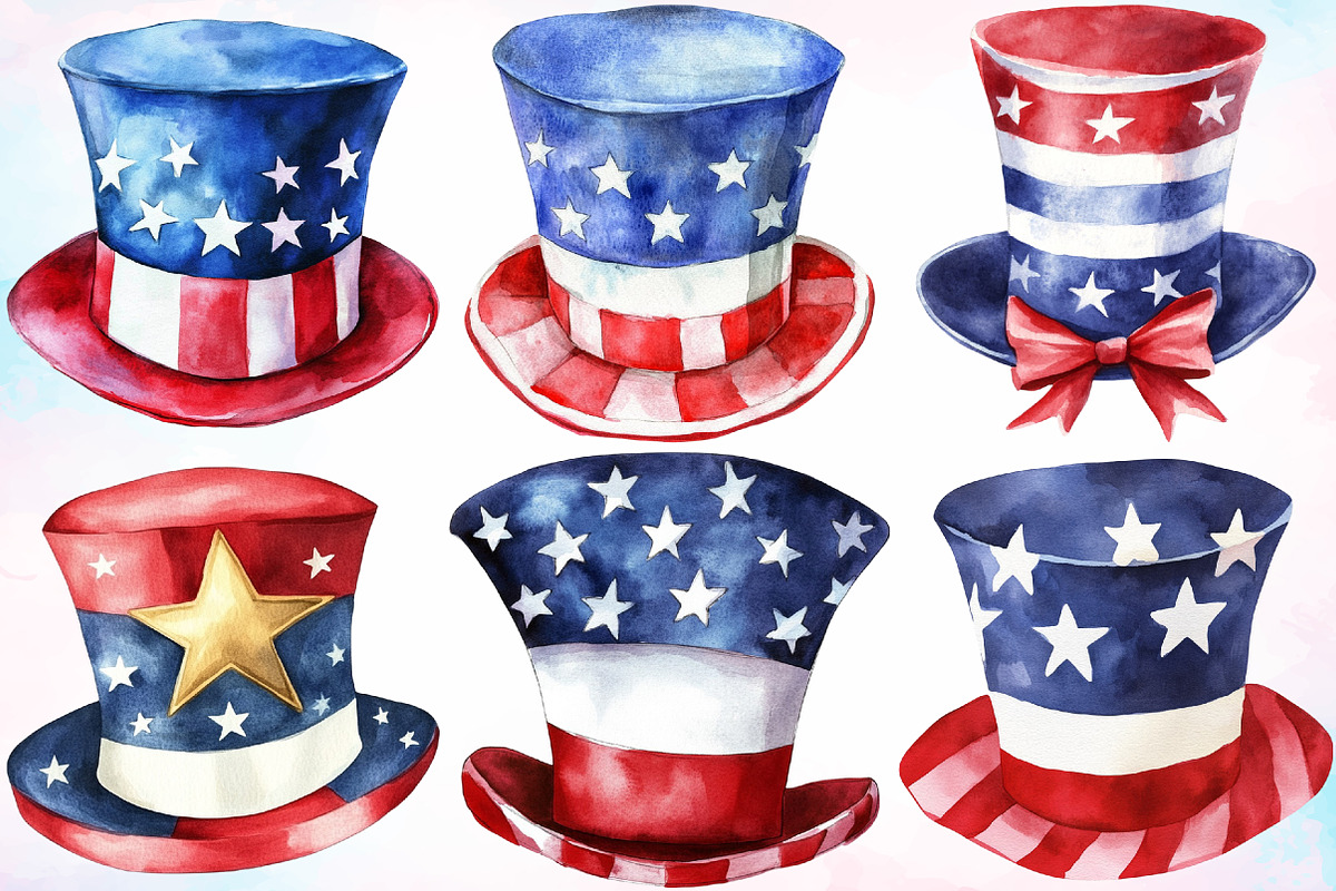 Top Hat 4th of July Clipart Bundle, a Seasonal Illustration by Canvas Craft (Photo 3 of 4)
