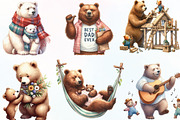 Watercolor Papa Bear Clipart, an Illustration by CraftArtStudio (Thumbnail 2 of 6)