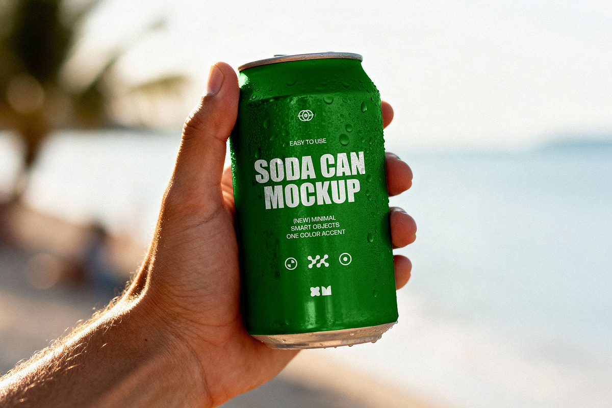 Soda 330ml Can Mockup, a Packaging Mockup by Design Squad (Photo 1 of 4)